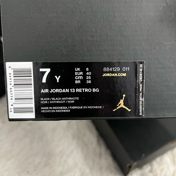 Kids Jordan Retro 13 - Black 7Y - Picture 2 of 2